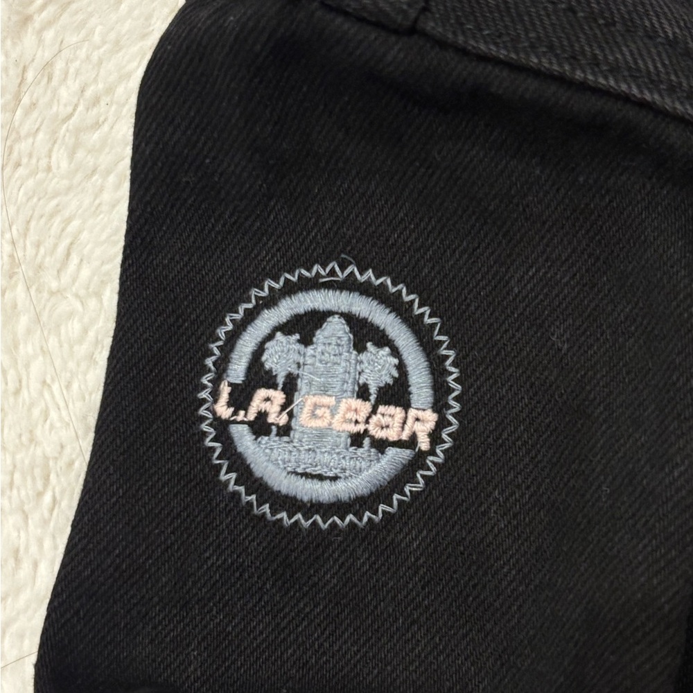 Vintage 80s/90s LA Gear Black Cropped Denim Jacket - Varsity Style - Size Small - Picture 8 of 10
